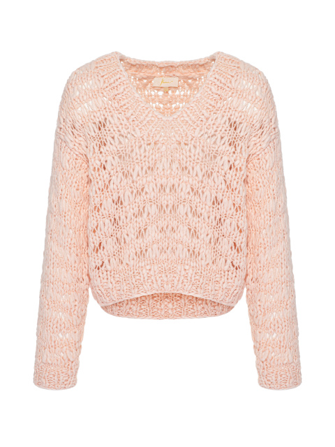 Розовый укороченный пуловер из кашемира и шелка, 1