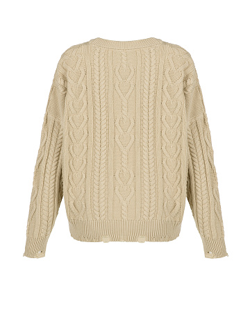 Светло-бежевый хлопковый свитер с косами, 2