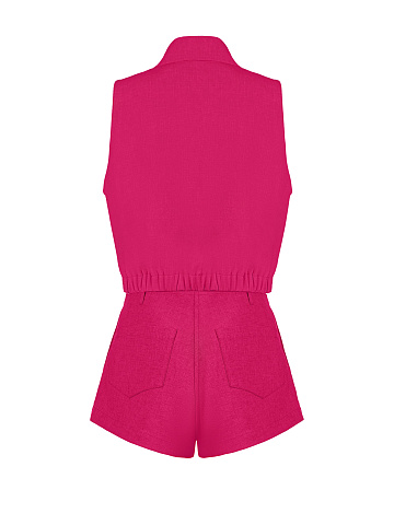 Розовый льняной комплект из рубашки и шорт, 2