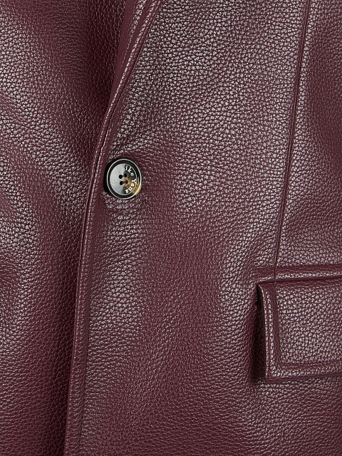 Бордовый однобортный жакет из эко-кожи, 5