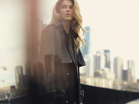 Черный кожаный двубортный тренч, 10 Черный кожаный двубортный тренч, 10