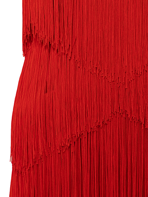 Красное платье-мини с бахромой, 3