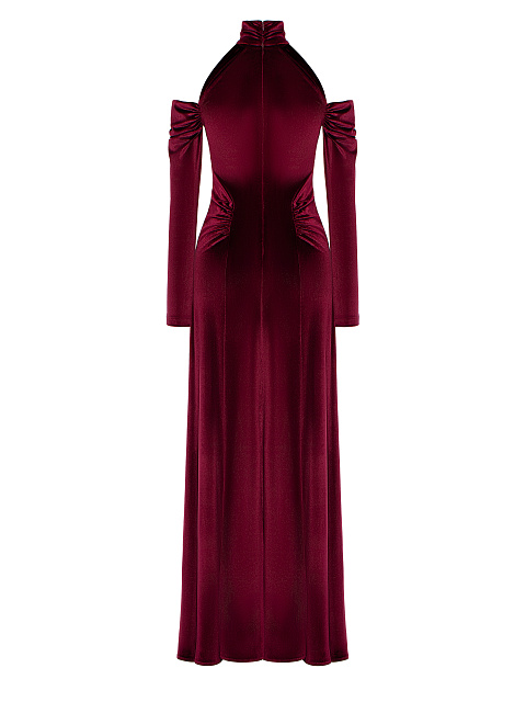 Бордовое платье-макси из бархата, 2