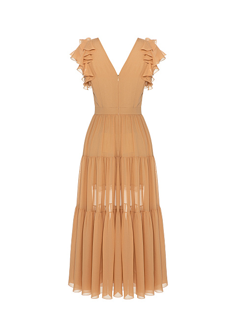 Бежевое платье-миди из шифона, 2 Бежевое платье-миди из шифона, 2