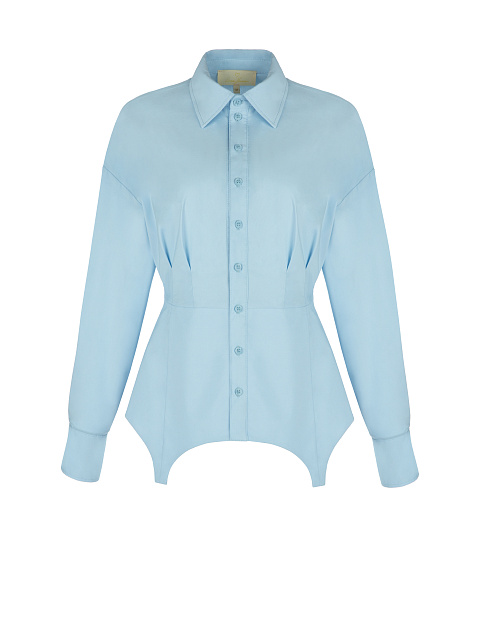 Голубая хлопковая рубашка с баской, 1 Голубая хлопковая рубашка с баской, 1