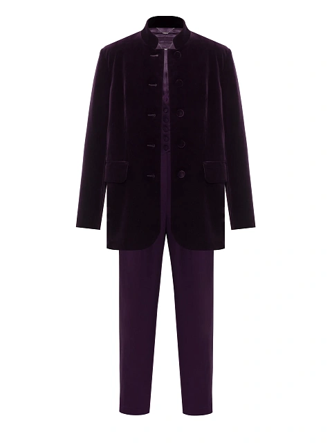 Фиолетовый костюм-тройка из бархата и шелка, 1 Фиолетовый костюм-тройка из бархата и шелка, 1