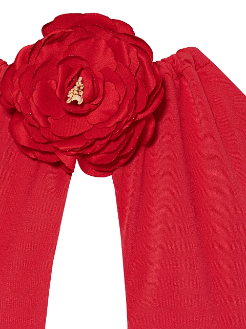 Красное платье-макси с открытой спиной и розой, 3