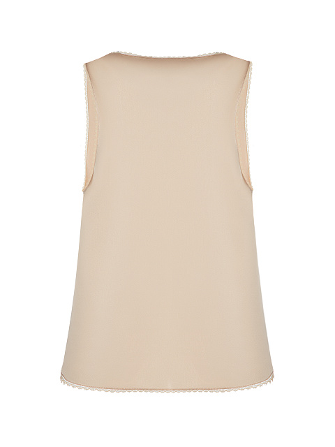 Бежевый топ из шелка с кружевом, 2