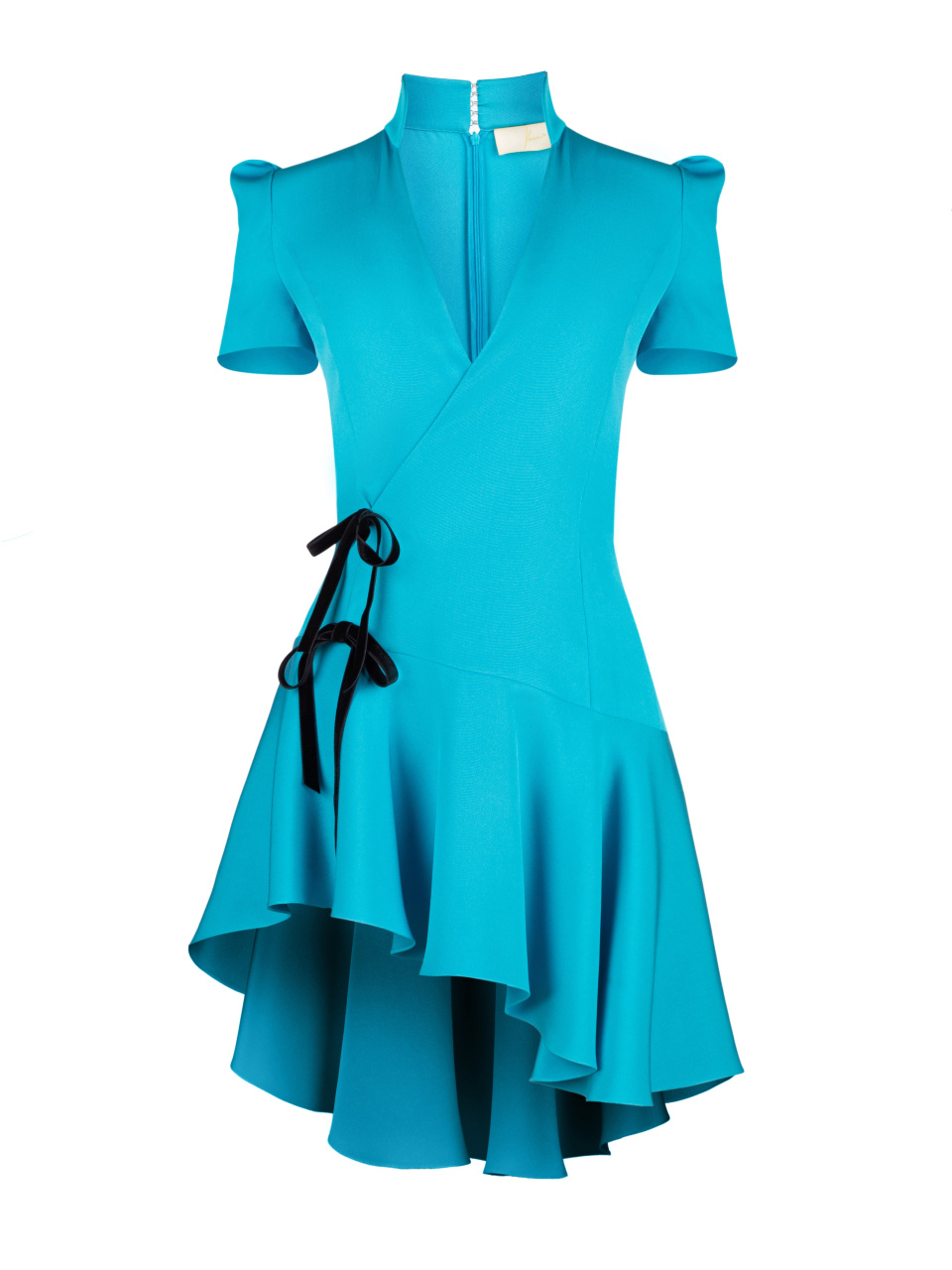Голубое шелковое платье-мини, 1