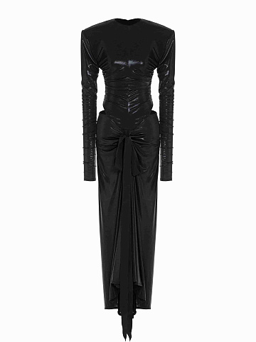 Черное платье-макси с разрезами, 1