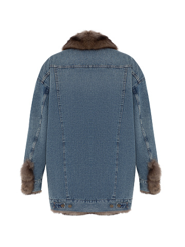 Куртка джинсовая синяя на коричневом тонированном соболе, 2