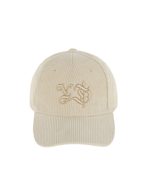 Бежевая кепка из вельвета с вышивкой YD, 2