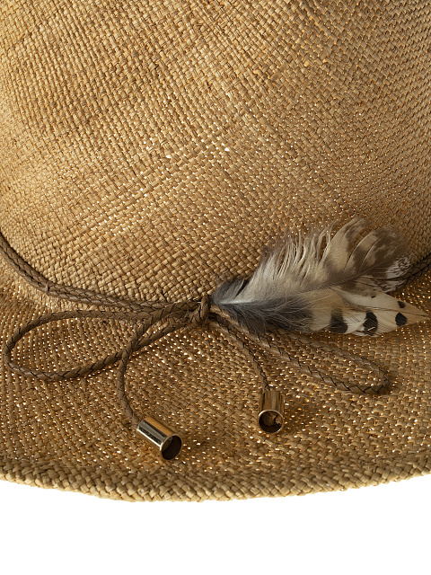 Соломенная шляпа с кожаной отделкой и пером, 3