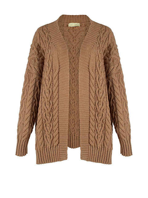 Коричневый кардиган с косами, 1 Коричневый кардиган с косами, 1