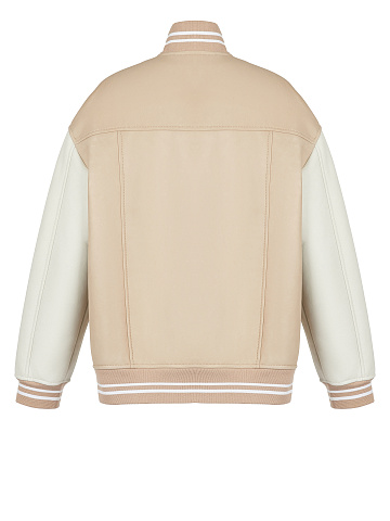 Бежевый оверсайз бомбер из овчины, 2