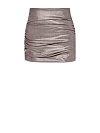 Юбка-мини цвета какао с серебристым напылением, драпировки, молния