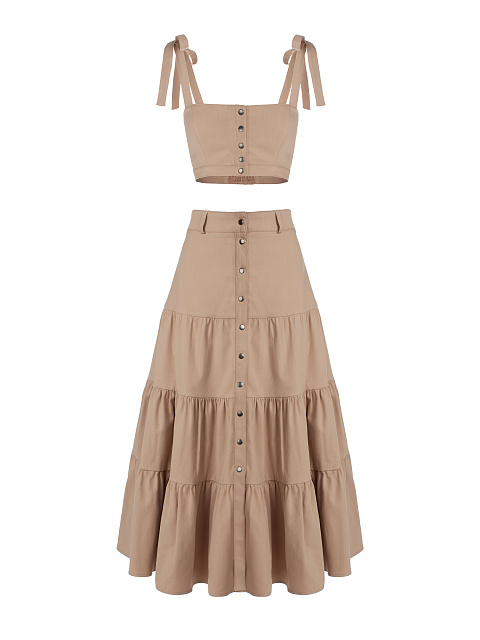 Бежевый костюм из джинсовой ткани, 1 Бежевый костюм из джинсовой ткани, 1