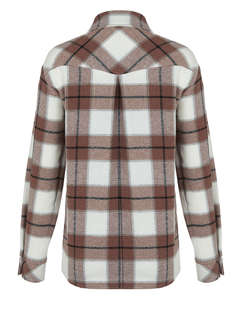 Коричнево-белая рубашка из плотной шерсти в клетку, 2 Коричнево-белая рубашка из плотной шерсти в клетку, 2