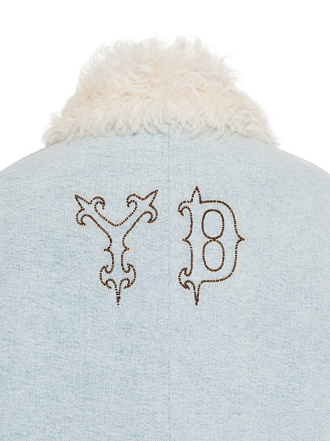 Голубая парка из денима с подкладом из овчины, 4