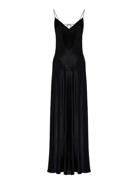 Черное платье-макси из шелка с открытой спиной, 2