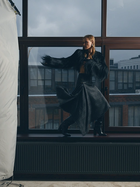 Черный укороченный жакет из меха яка, 8