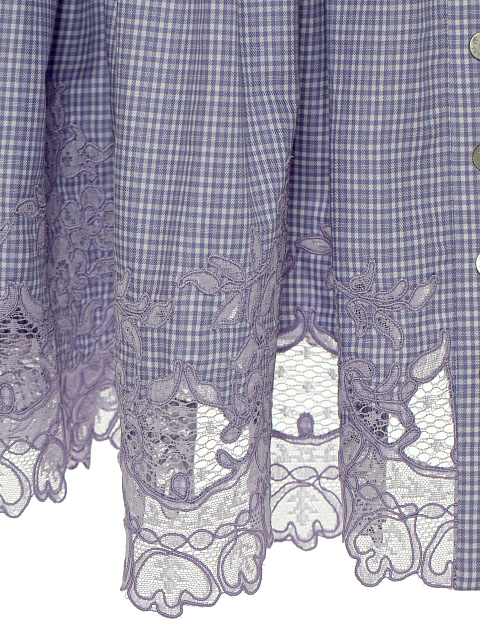 Сиреневое платье-миди из хлопка в клетку, 4