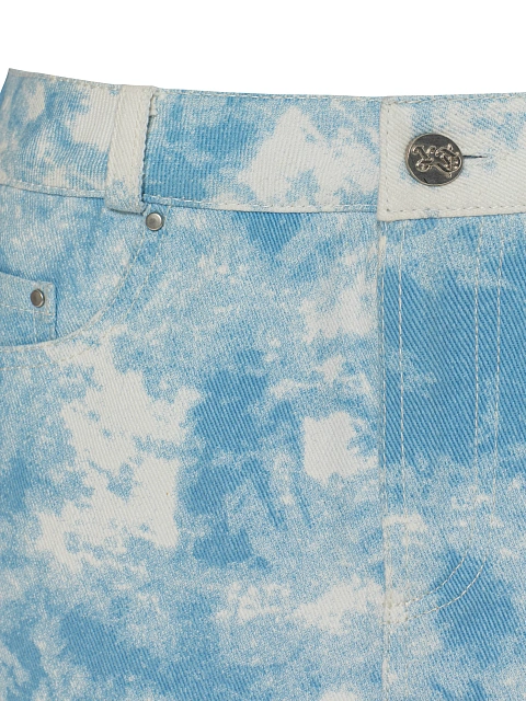 Голубая tie-dye юбка-мини из денима, 3