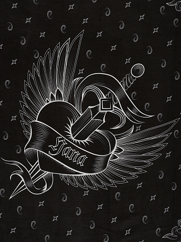 Черный шелковый платок с принтом, 2