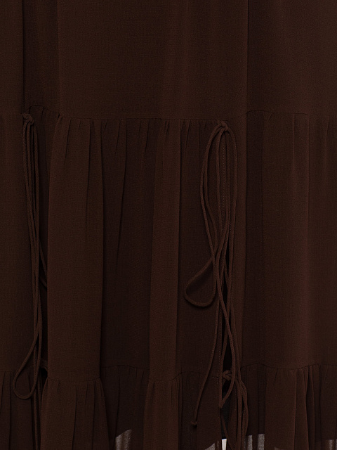 Темно-коричневое платье-миди из шифона, 4