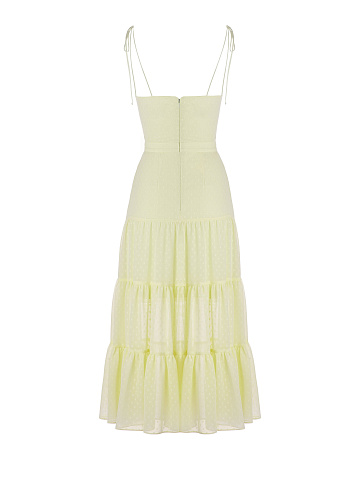 Лимонный сарафан из шифона в горошек, 2