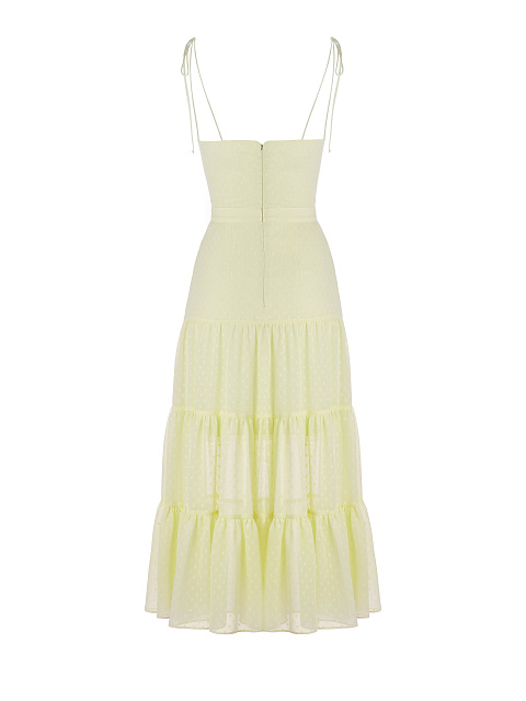 Лимонный сарафан из шифона в горошек, 2