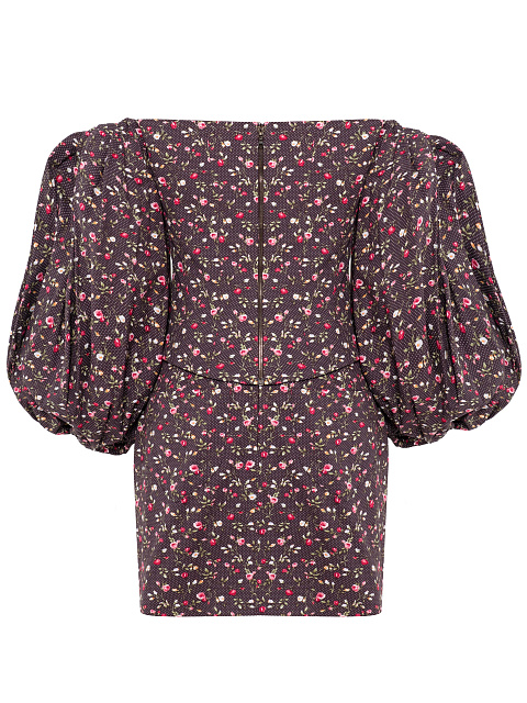 Коричневый комплект с цветочным принтом из топа и юбки-мини, 2