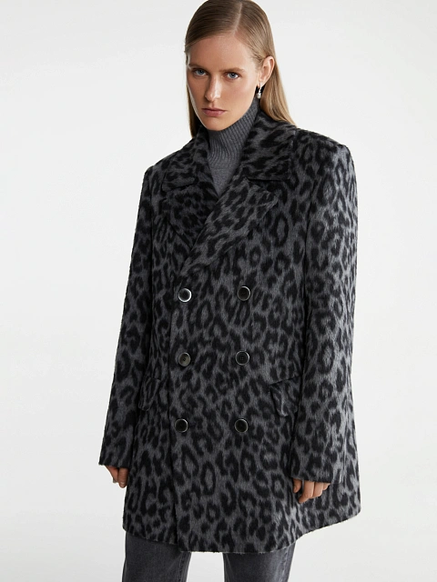 Серое полупальто с леопардовым принтом, 6 Серое полупальто с леопардовым принтом, 6