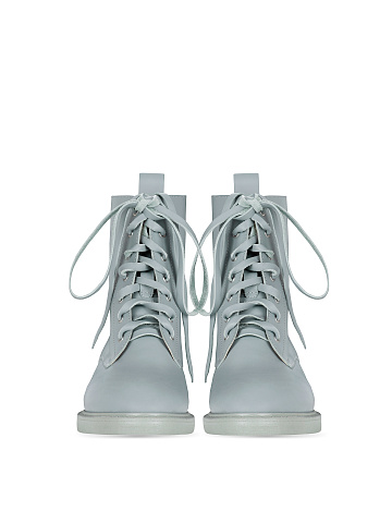 Светло-голубые кожаные ботинки на шнуровке, 2