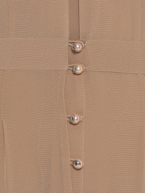 Бежевое платье из шелка с мехом норки, 5