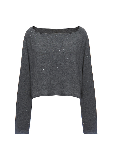 Укороченный кашемировый пуловер со стразами, 1
