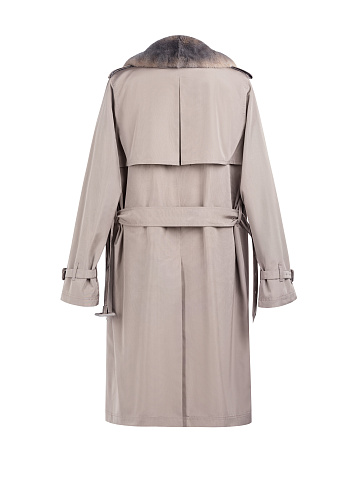 Двубортный тренч с мехом оригала, 2