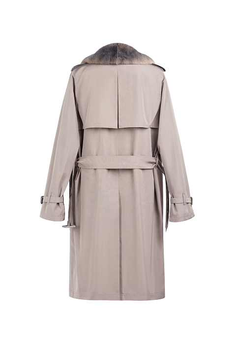 Двубортный тренч с мехом оригала, 2