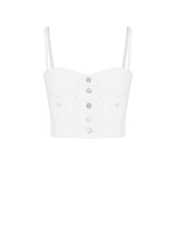 Белый топ из денима с потертостями, 1