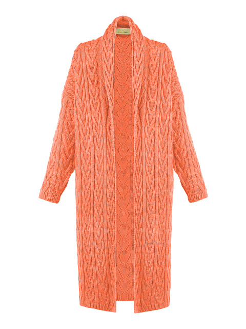 Оранжевый вязаный кардиган с косами, 1 Оранжевый вязаный кардиган с косами, 1