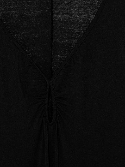 Черное трикотажное платье с фигурным вырезом, 3