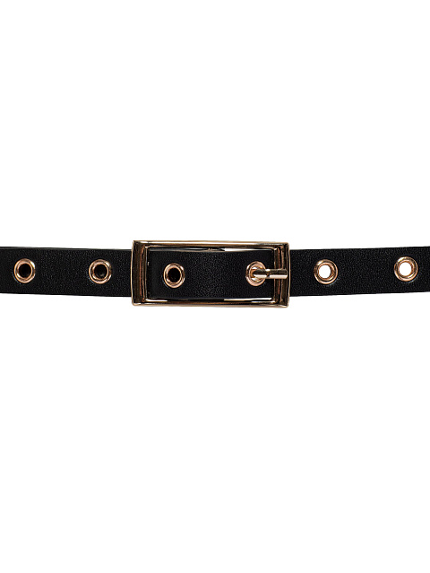 Черный ремень из эко-кожи с розой, 4