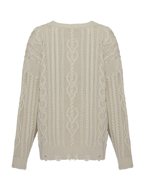 Светло-бежевый унисекс хлопковый свитер с косами, 2