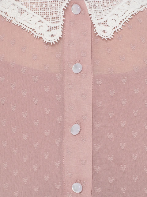 Розовое детское платье из шифона с кружевным воротником, 5