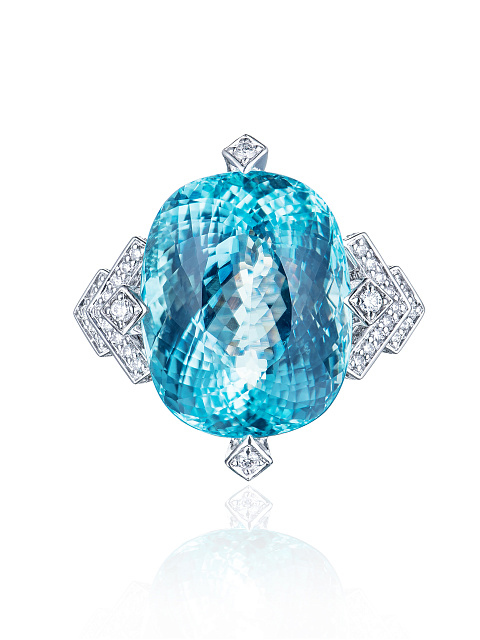 Кольцо из белого золота с турмалинами Параиба и бриллиантами, 2 Кольцо из белого золота с турмалинами Параиба и бриллиантами, 2