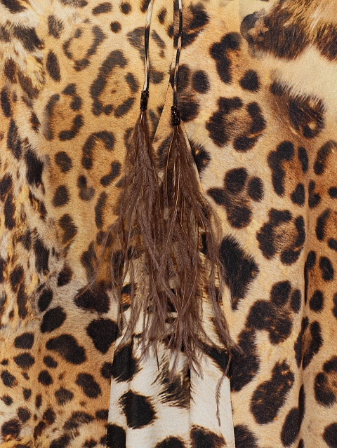 Бежевое платье-макси из шелка с леопардовым принтом и открытой спиной, 4 Бежевое платье-макси из шелка с леопардовым принтом и открытой спиной, 4