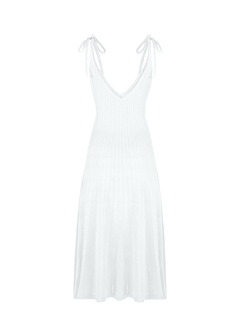 Белое вязаное платье-миди, 2 Белое вязаное платье-миди, 2