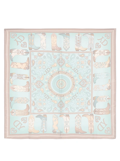 Бирюзовый шелковый платок с принтом в стиле вестерн, 2 Бирюзовый шелковый платок с принтом в стиле вестерн, 2