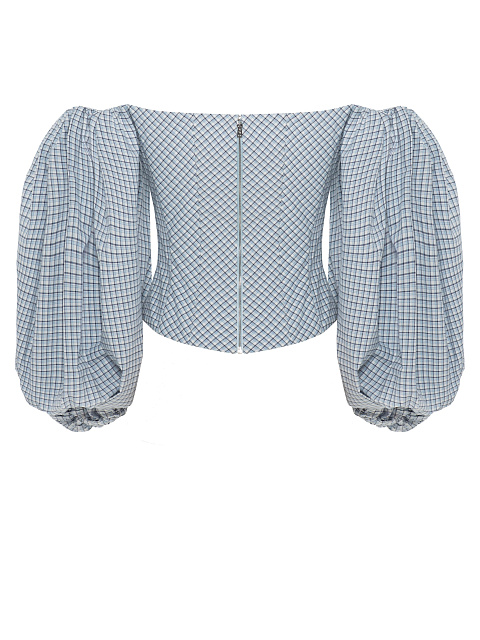 Бело-голубой топ в клетку из хлопка, 2 Бело-голубой топ в клетку из хлопка, 2
