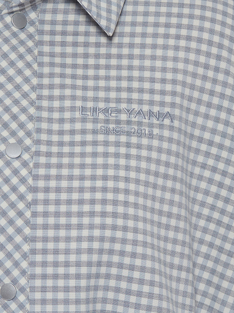 Серая укороченная рубашка в клетку, 4